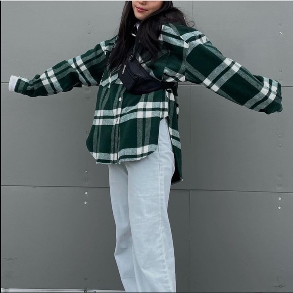 ZARA PLAID OVERSHIRT Green Large - Picture 10 of 14